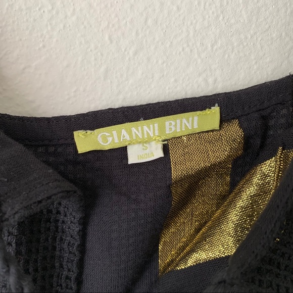 GIANNI BINI Black Mesh Overlay Tassels Mini Dress - Picture 4 of 5